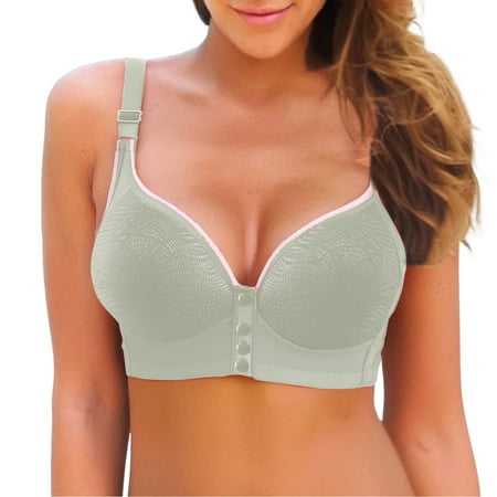 Audhol Front Closure Bras for Women Women s Front Button Down Bra Pulls Breathable and Comfortable Retraction Breast Bra Bra Underwear Nursing Bras Mint Green 3XL