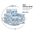 thumbnail image 4 of Floral Accent Chair, 360-Degree Swivel Single Sofa Chair with Point-Tufted Backrest & Square Arms, Mid-Century Modern for Living Room Bedroom Office, Blue, 4 of 14