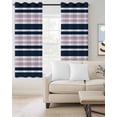 thumbnail image 2 of Navy Blue Pink Striped Blackout Curtains for Bedroom Living Room Darkening Curtains 63 Inches Long Gradient Horizontal Lines Window Curtain 2 Panels Set Window Treatment Grommet Drapes 42"x63", 2 of 9
