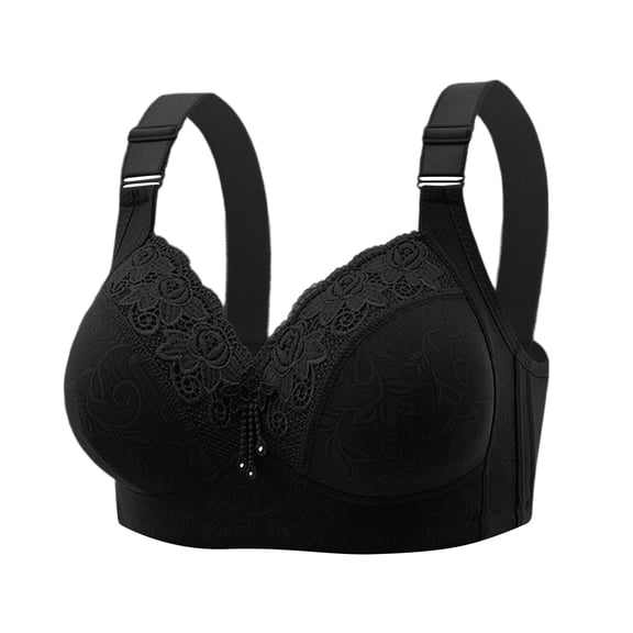 IFNWSV Wireless Bras for Women Lightly Lined Push Up Bra Breathable Seamless Adjustable Daily Lingerie Black 42BC