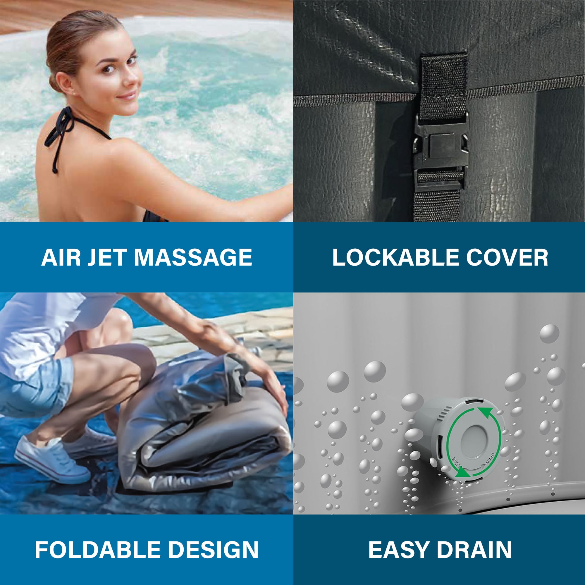 Avenli Nice 4-6 Person Inflatable Hot Tub Spa + Cover, Rattan Pattern, Rapid Heating up to 104°F, 140 Water Jets, 264 Gal, Round