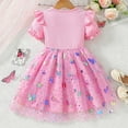 thumbnail image 4 of Dresses for Girls Summer Sundress Baby Flowy Floral Printed Mesh Tutu Round Neck Short Sleeve with Ruffled Puff Child Girls Dresses Fashion 3-4 T, 4 of 9