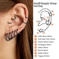 thumbnail image 3 of Silvora Black Small Hoop Earrings for Women Men Hypoallergenic Silver Huggie Hoops Earring Size 6/8/10/12/14/16/18/20mm Dailywear Cartilage Jewelry, 3 of 8