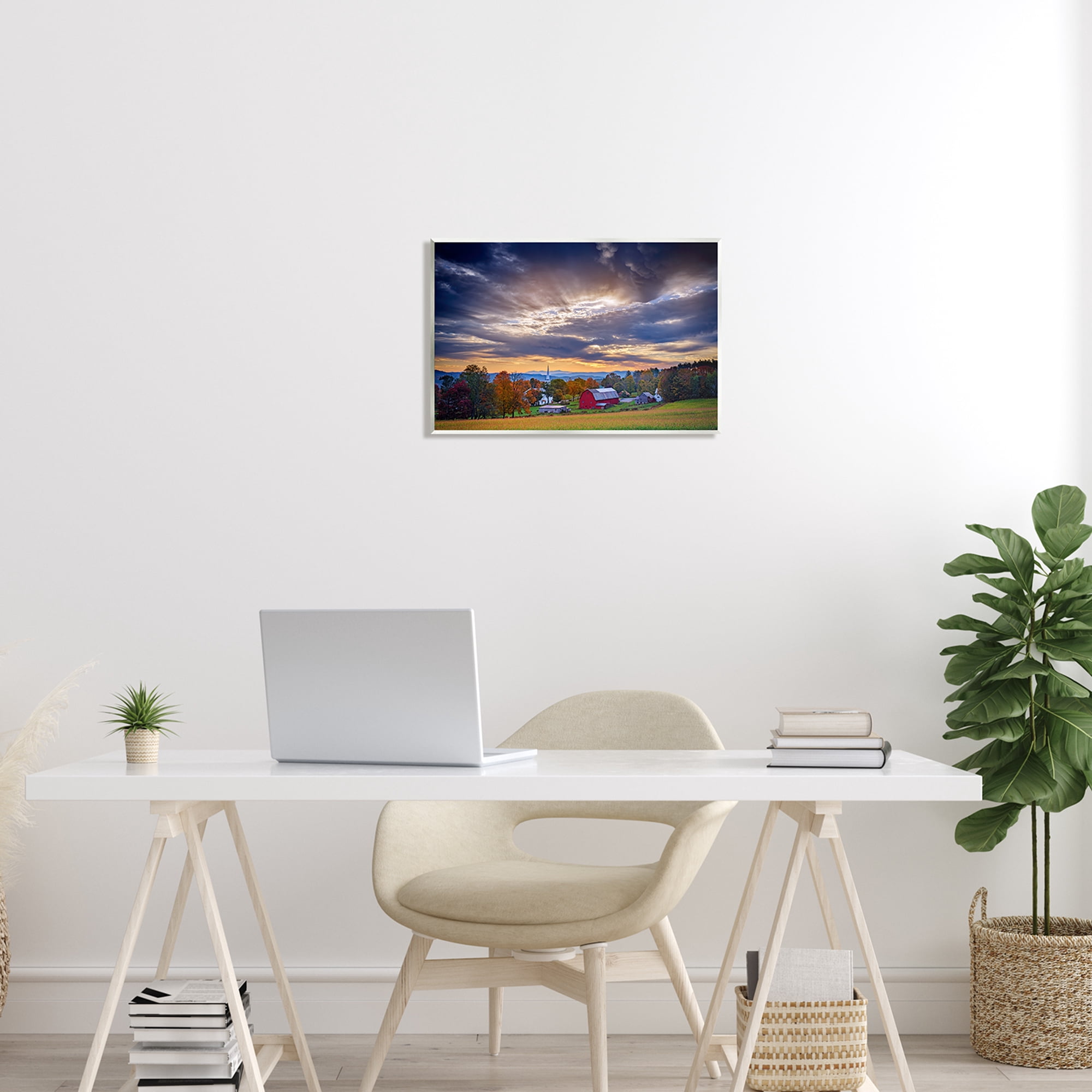 Stupell Rural Farm Pasture Sun Rays Landscape Photography Wall Plaque Unframed Art Print Wall Art