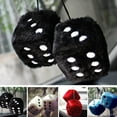 thumbnail image 7 of Universal 1Pair Light Up View Tech Mirror Dots Accessories Zone Rear Fuzzy Plush Car Hanging Dice BLUE, 7 of 7