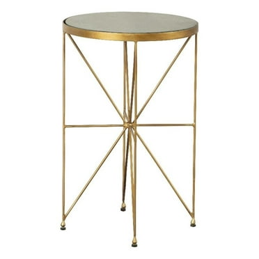 Coaster Eliska Round Contemporary Metal Accent Table in Antique Gold/Green Gray