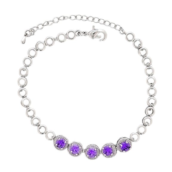 Kaash Customs CZ Silver Color Anklets for Women, 5" 2" inch Size in Brass Metal, Gift for Her
