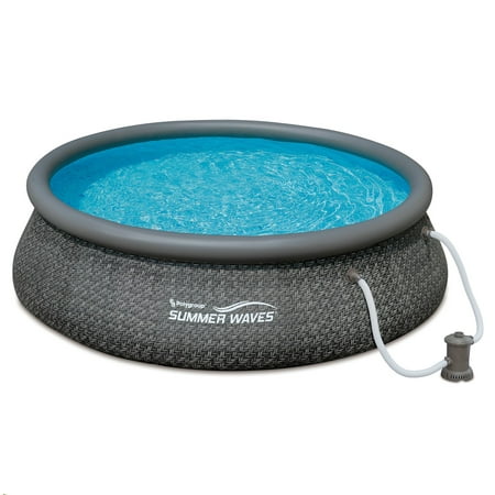 Summer Waves 12ft x 36in Quick Set Ring Above Ground Pool with Pump, Dark