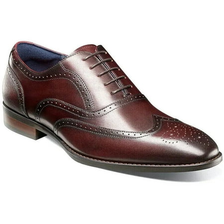 

Men s Stacy Adams Kaine Wingtip Oxford Shoes Leather Burgundy 25569-601