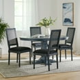 thumbnail image 2 of Noble House Beckstrom Wood and Cane 5-Piece Expandable Oval Dining Set, Black and Gray, 2 of 13