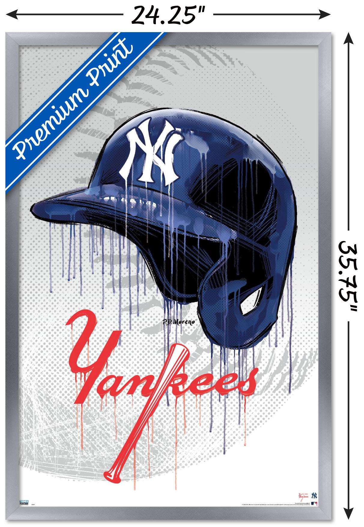 MLB New York Yankees - Drip Helmet 20 Wall Poster, 22.375" x 34", Framed
