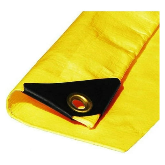 6x8 ft Heavy Duty Tarp - 12 Mil Yellow Tarp, Waterproof, UV Resistant - Rope Reinforced, Aluminum Grommets - Cover & Protect Furniture, Equipment, Garden 6' x 8'