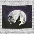 thumbnail image 1 of ABPHQTO Lobo bosque árbol noche Luna estrella nebulosa universo galaxia tapiz decoración de pared sala de estar dormitorio tapices DIY 100x150 cm, 1 of 4