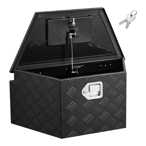 KFFKFF Aluminum Trailer Tongue Tool Box, 26" x 13" x 12" Storage Organizer with Lock and Keys, Durable Utility Chest for Truck Beds, RVs, SUVs, and Off-Road Vehicles, Black