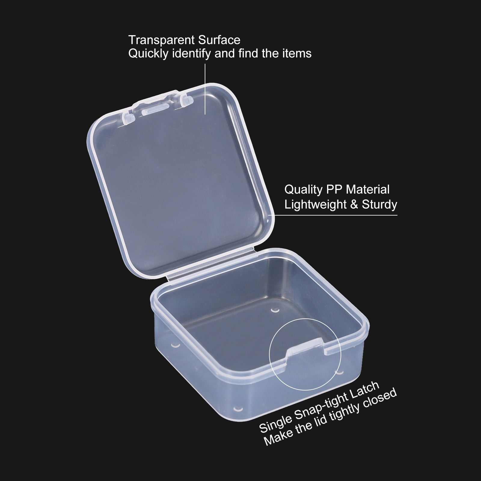 Unique Bargains Plastic Storage Box with Hinged Lid Stackable Organizer Clear 1.8"x1.8"x1"