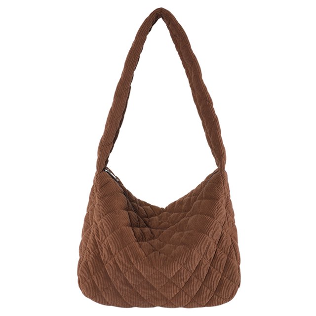 Bolso de mano de trabajo para mujer elegante bolso de hombro acolchado de pana bolso de moda con bolsillo