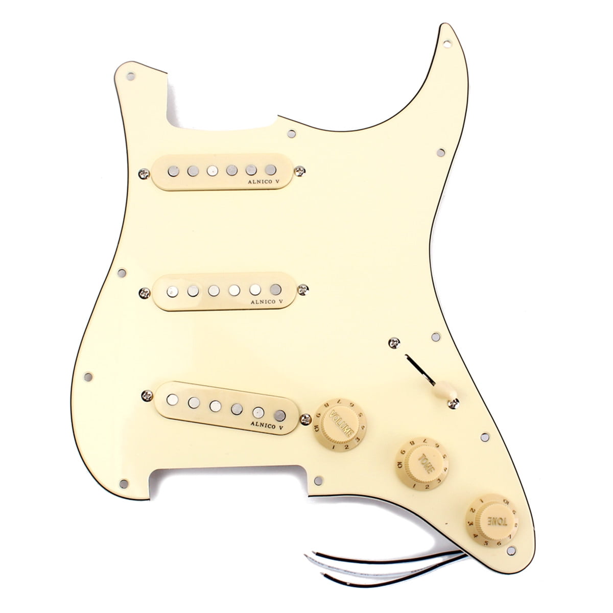 Rockyin 1 Set Loaded Prewired SSS Pickups Pickguard ALNICO V Magnet for Electric Guitar Silver-grey