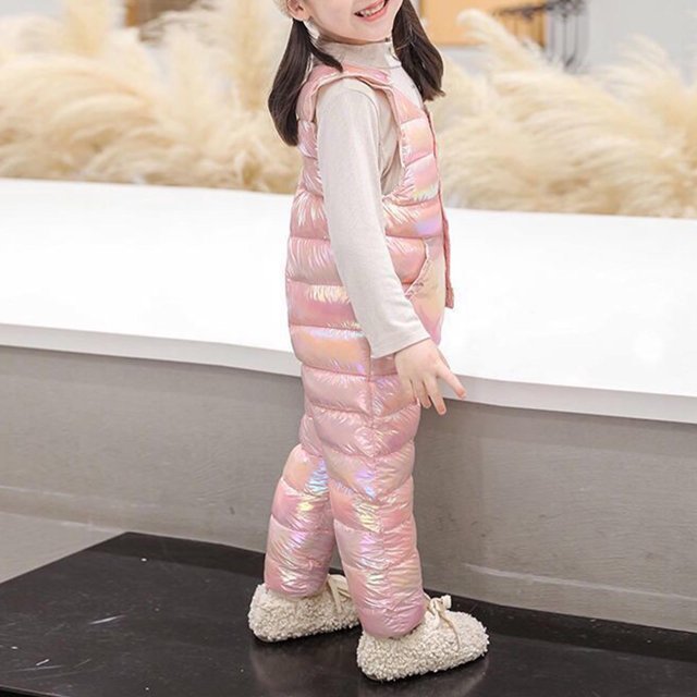 YUNAFFT Salopettes Thermiques Résistantes aux Taches pour Garçons & Filles 1-5 Ans / Sans Manches Combinaisons d'Hiver Colorées avec Bretelles Réglables, Pantalons Thermiques Légers en Polyester Faciles à Nettoyer