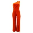thumbnail image 4 of Gaecuw Dressy Jumpsuits for Women Sleeveless Cold Shoulder One Shoulder Overall Band Collar Solid Onesie One Piece Outfits Loose Baggy Long Pants High Waisted Wide Leg Summer Romper Ankle Length, 4 of 6