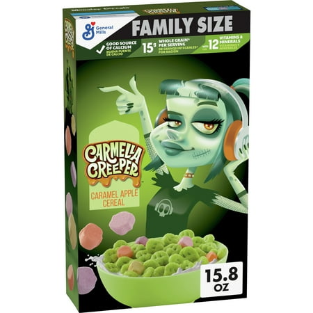 ((Use By 05/19/2024))Carmella Creeper Cereal with Monster Marshmallows  Limited Edition  Family Size  15.8 oz 14 CasePack 