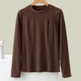 thumbnail image 3 of STETMN Women's Fall Ribbed Knit Tops Casual Crew Neck Solid Shirt Loose Soft Layer T-Shirt, 3 of 4
