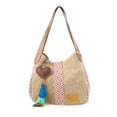 thumbnail image 1 of Bolso de dama AngeLozano Veronica tipo Hobo con Telar Rombos y Yute color Camel, 1 of 5