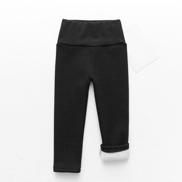 Toddler Girl Clothes Sweatpants High Waist Elastic Pants Fleece Lined Leggings Solid Pants