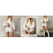 MOSHU Oversized Sweaters for Women Cable Knit Chunky Pullover Sweater