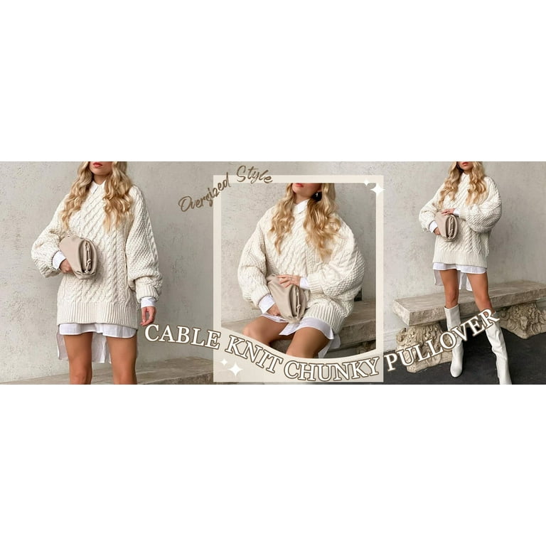 MOSHU Oversized Sweaters for Women Cable Knit Chunky MOSHU Oversized Sweaters for Women Cable Knit Chunky