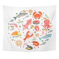 thumbnail image 1 of JSDART Huîtres Fruits de Mer dans la Collection de Nourriture de Mer de Forme Ronde de Style Plat Blanc Produits de Poisson Repas Conception Murale Art Suspendu Tapisserie Décoration à la Maison pour le Salon Chambre Dortoir 51 X 60 Pouces, 1 of 1