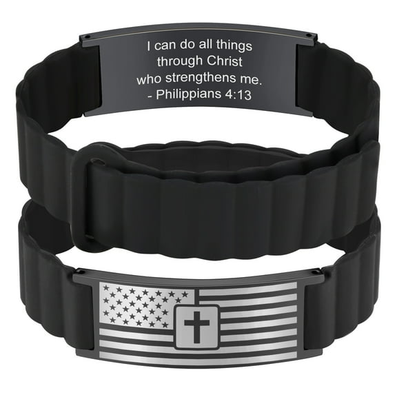 Vnox American Flag/Flag Cross Bracelet for Men,Stainless Steel Bible Verse Bracelet Jewelry Gifts for Men