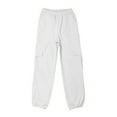 thumbnail image 3 of BYHONG Cargo Pants for Girls Cargo Jogger Pants Casual Girl's Elastic Waist Cargo Pants with Pockets White 160, 3 of 9