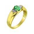 thumbnail image 3 of Rylos  Yellow Gold Plated Silver Classic 6X4MM Oval Emerald & Diamond Ring - Birthstone Jewelry for Men -Size 12, 3 of 6