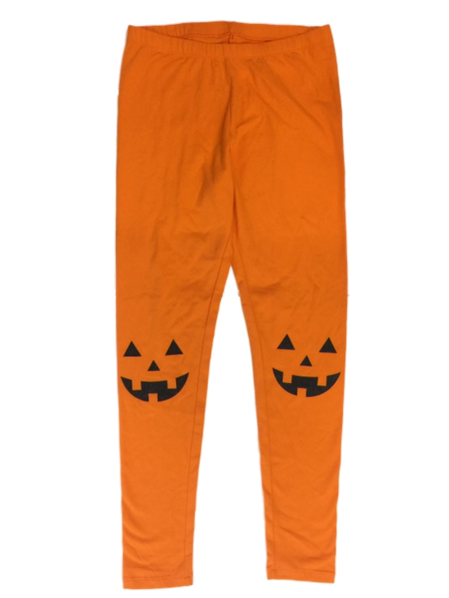 Girls Orange Pumpkin JackOLantern Leggings Halloween Pants XL