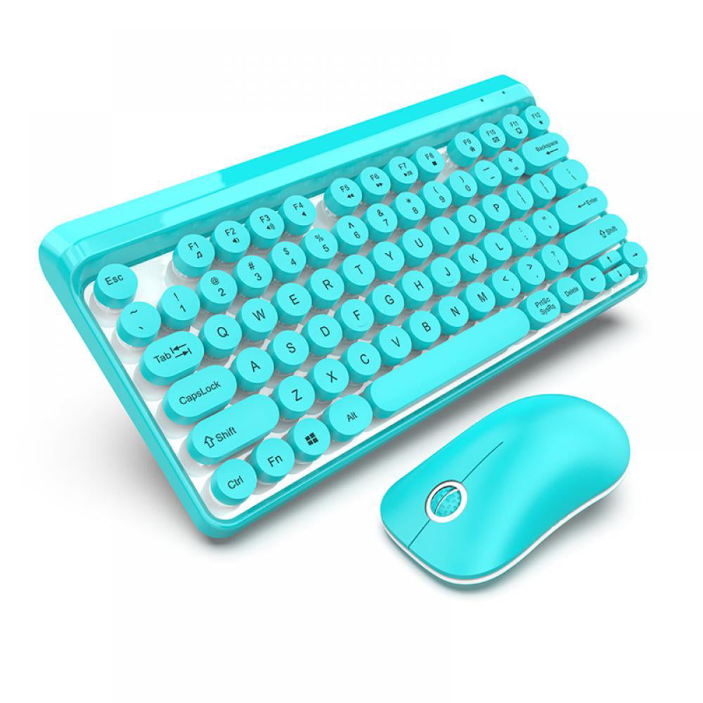 L100, Pink 2.4G Punk Style Keycap Fashion Keyboard Set Wireless Keyboard Ultra-Thin Business Keyboard with Mouse 