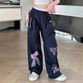 thumbnail image 4 of TIREOW Girls Cargo Pants Bow Print Elastic Waisted Wide Leg Cargo Sweatpants Streetwear Lightweight Quick Drying Casual Joggers, 4 of 6