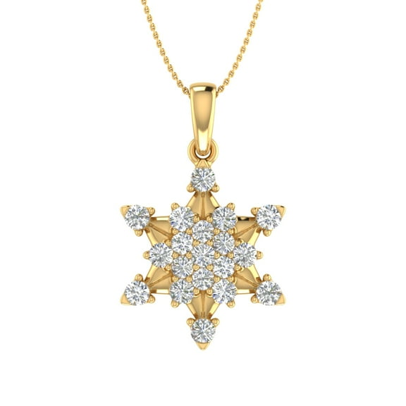 1/2 Carat Diamond Fashion Pendant Necklace in 14k Yellow Gold (Silver Chain Included) (SI1-SI2 Clarity)