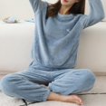 thumbnail image 3 of Pijamas de mujer, pijamas de manga larga de invierno, ropa de dormir cálida, y pantalones de manga larga de 2 piezas, conjunto de ropa de salón Azul Macarena Pijamas de invierno para mujer, 3 of 8