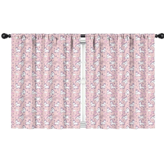 Blackout Kids Curtains,Pink Unicorn Doodle Pattern Childrens Insulated Curtains Set Of 2,Bedroom Essentials,Toddler Room Decor 42"x54"