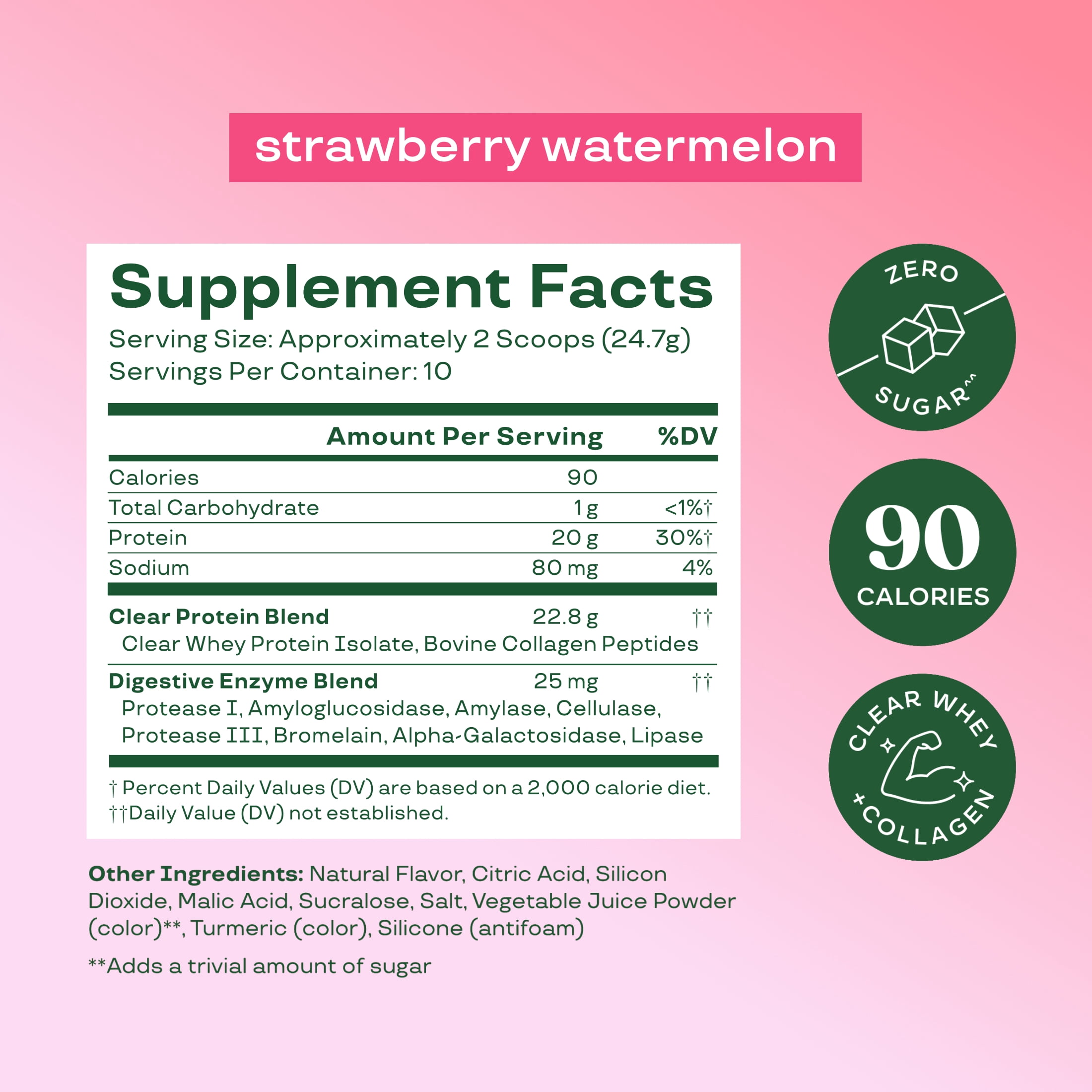Bloom Nutrition Clear Protein, Strawberry Watermelon, 10 Servings