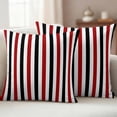 thumbnail image 6 of 2 Pack Outdoor Waterproof Throw Pillow Covers,Burgundy Red Black Stripes Decorative Square Pillow Case Patio Pillowcases for Chair Couch Sofa 18x18in, 6 of 9