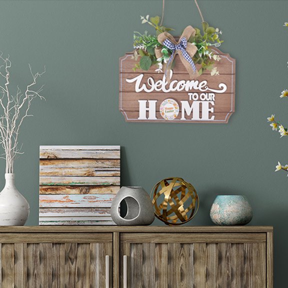Godderr Welcome Sign For Front Door Wood Sign Hanging Welcome Sign For Farmhouse Porch Spring Welcome Sign Front Door Monogram Decorations