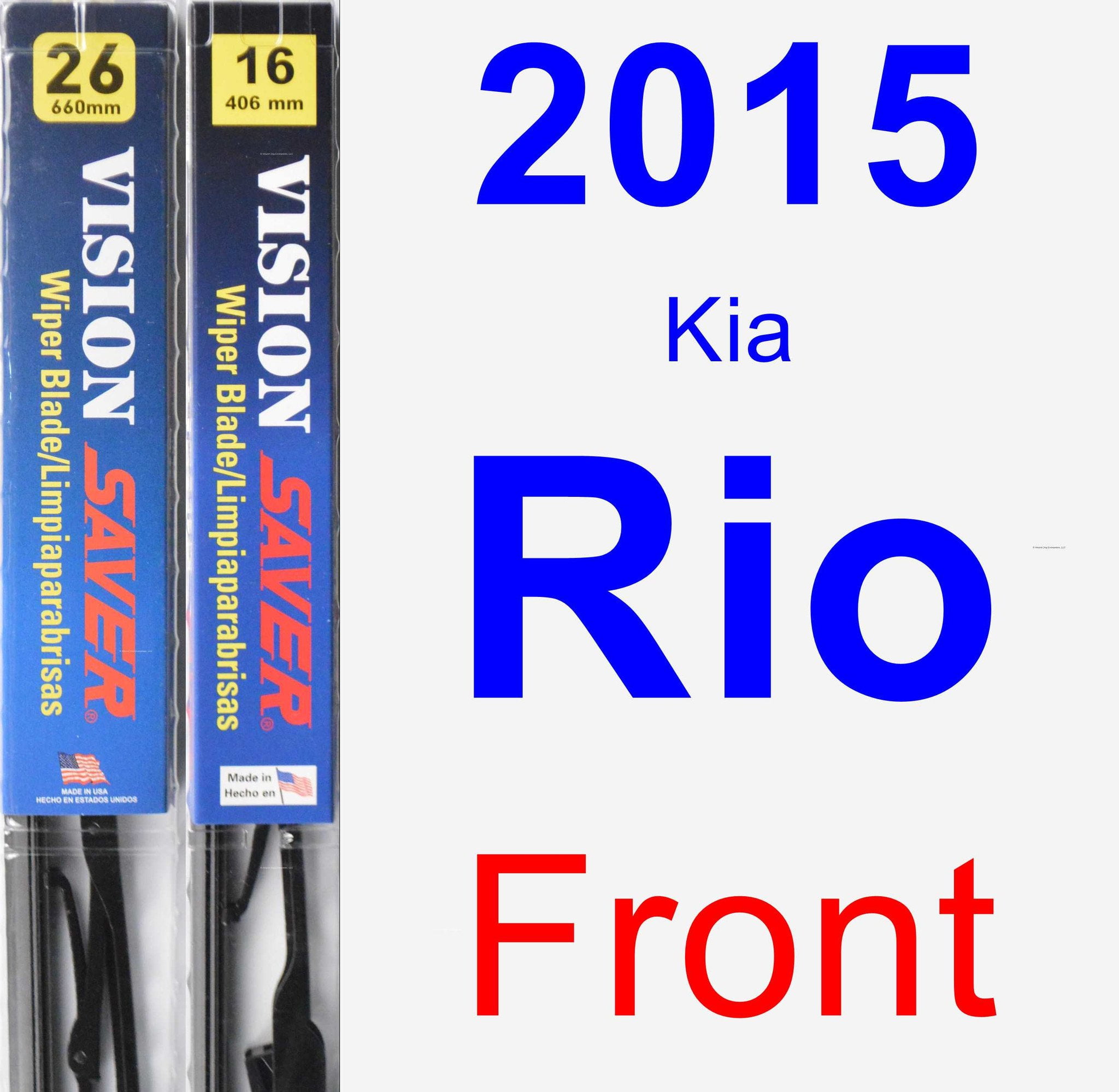 2015 Kia Rio Wiper Blade Set/Kit (Front) (2 Blades) Vision Saver
