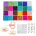thumbnail image 3 of 24 Grids 1000pcs Glass Seed Beads Set with Elastic Thread Scissors Polished DIY Handcraft Seed Beads Kit for Jewelry, 3 of 8