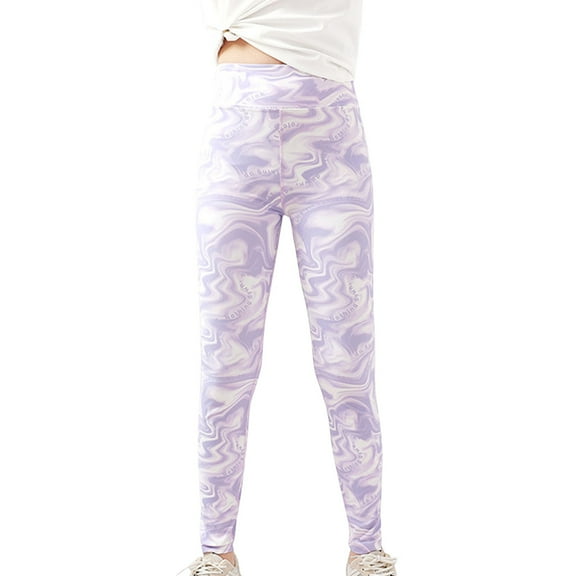 Odeerbi Kids Girls Leggings Yoga Stretchy Tights Pants Children's Sports Yoga Leggings Full Length Pants Purple