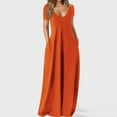 thumbnail image 6 of UPPADA Women's Wedding Guest Evening Party Maxi Dress Plus Size Cocktail Dresses V Neck A-Line Elastic High Waist Dress Pleated Chiffon Maxi Plus Size Formal Dresses Orange,XXXL, 6 of 7