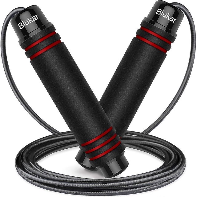 Blukar Springseil, Speed Rope Verstellbar Mit Hautfreundlichen Schaum Griffe, Lnge Einstellbar, Rutschfest Und Ideal Fr Fitness Ausdauer Seilsprin