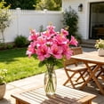 thumbnail image 6 of Realistic 5 Heads Silk Hibiscus Flowers for Home Decor - Maintenance-Free Artificial Bouquet for Living Room, Wedding Centerpiece, Flexible Stems, Perfect Gift Hot Pink, 6 of 7