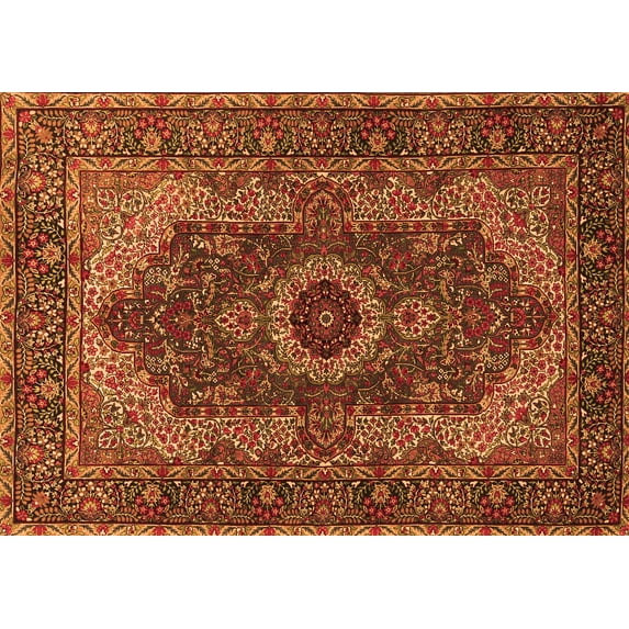 Ahgly Company Indoor Rectangle Medallion Orange Traditional Area Rugs, 2' x 4'