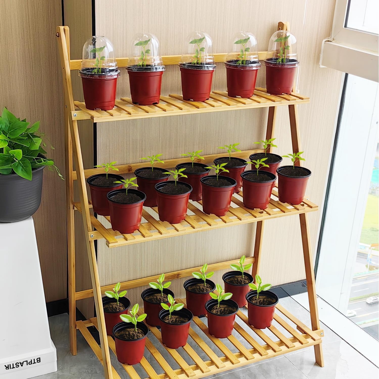 10 Packs 3.5 Inch Plant Nursery Pots with Humidity Dome Plastic Planters Gardening Flower Plant Pots Seed Starting Pots for Seedling Indoor Outdoor Garden